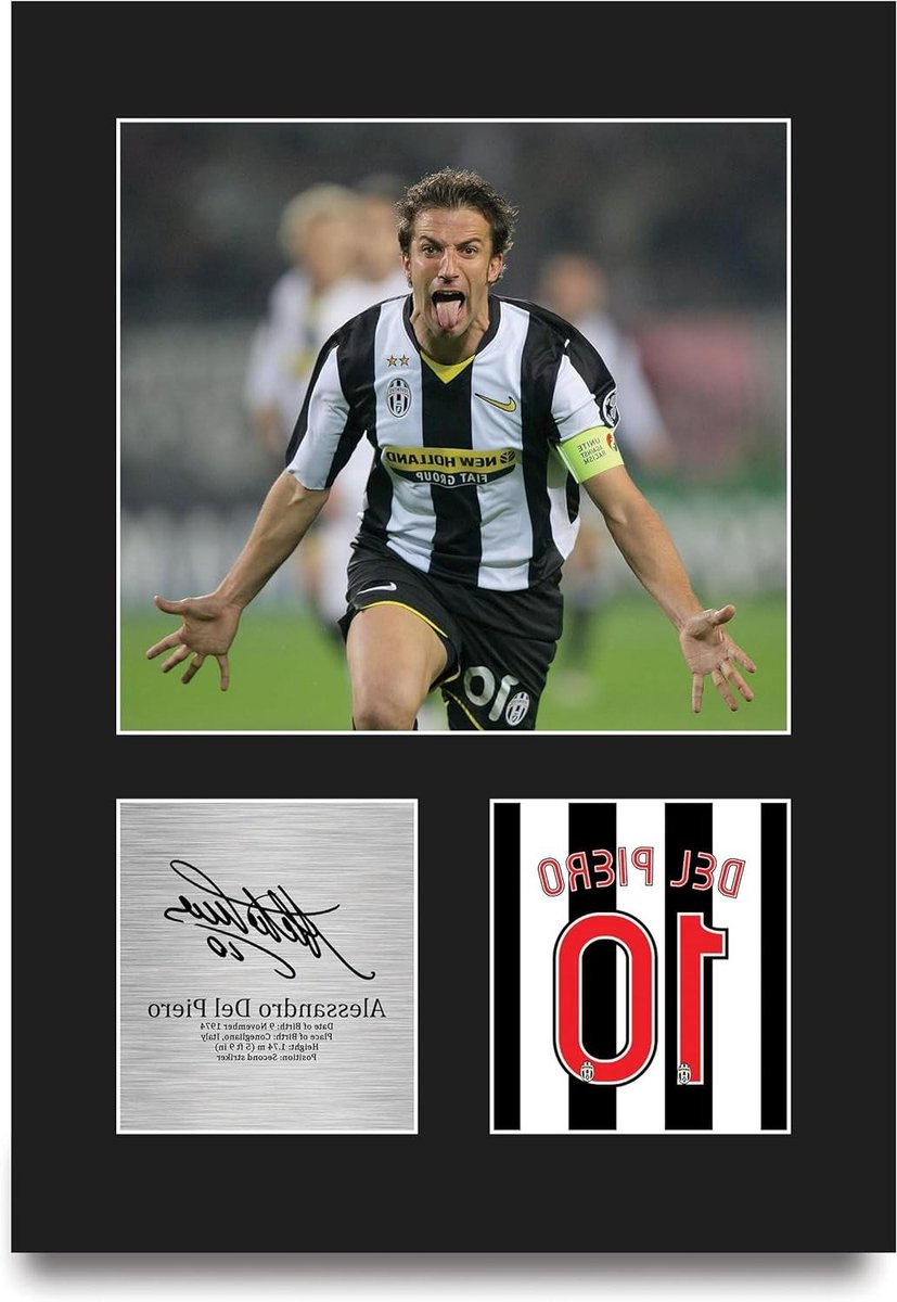 Gesigneerde Foto - Voetbal Poster - Cadeau voor Fans - Gedrukte Replica Handtekening - A4 Portret - Zwart