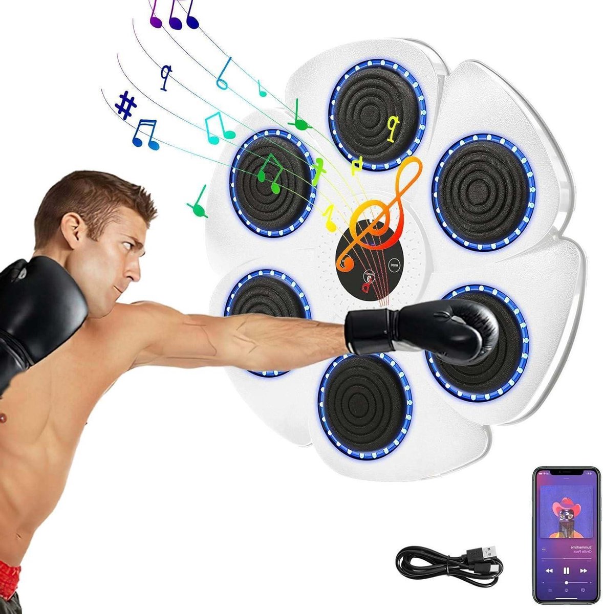 Muziek Boksmachine - Wand Bokstrainer - Thuis Fitness - 9 Snelheidsstanden - Niet gespecificeerd - Wit