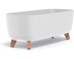 Bloempot Rechthoekig - Plantenschaal Langwerpig - Planten Binnen Buiten - Met Afneembare Voering - 60 cm - Wit