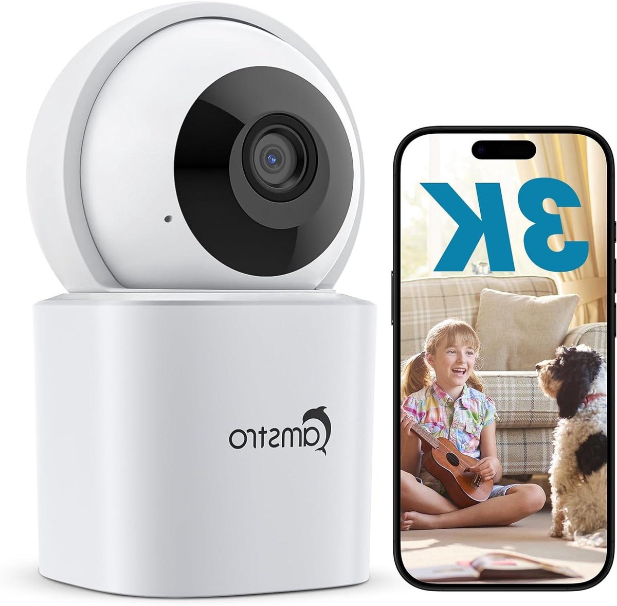 Beveiligingscamera Binnen - WLAN Camera Thuis - Huis Beveiligen - 3K UHD Nachtzicht - 17.5 x 9.5 x 8.5 cm