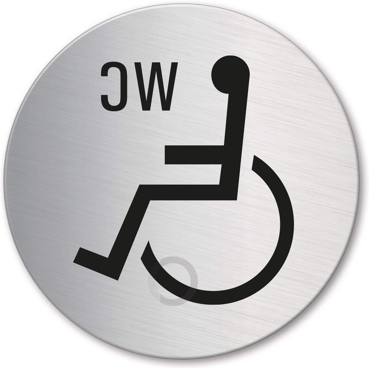 Toilet Deurplaat - WC Teken - Aangeven Toiletten - Zelfklevend RVS - Ø 130 mm - Zilver