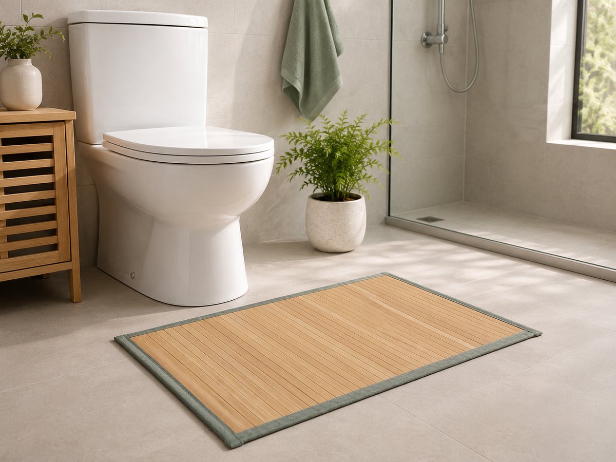 MPLCo - Bamboe Badmat op Rol - Antislip Badkamer Mat - Houten Badmat voor Douche, Bad & Keuken - Oprolbaar - Waterbestendig - Met Antislip Onderzijde - 75 x 50 cm - Naturel — cadeau in Wonen & Interieur - foto 2