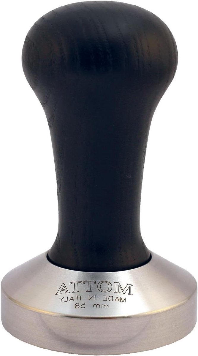 Koffie Tamper - Espresso Stamper - Perfect Espresso - Convexe RVS Plaat - 58 mm - Zwart Hout