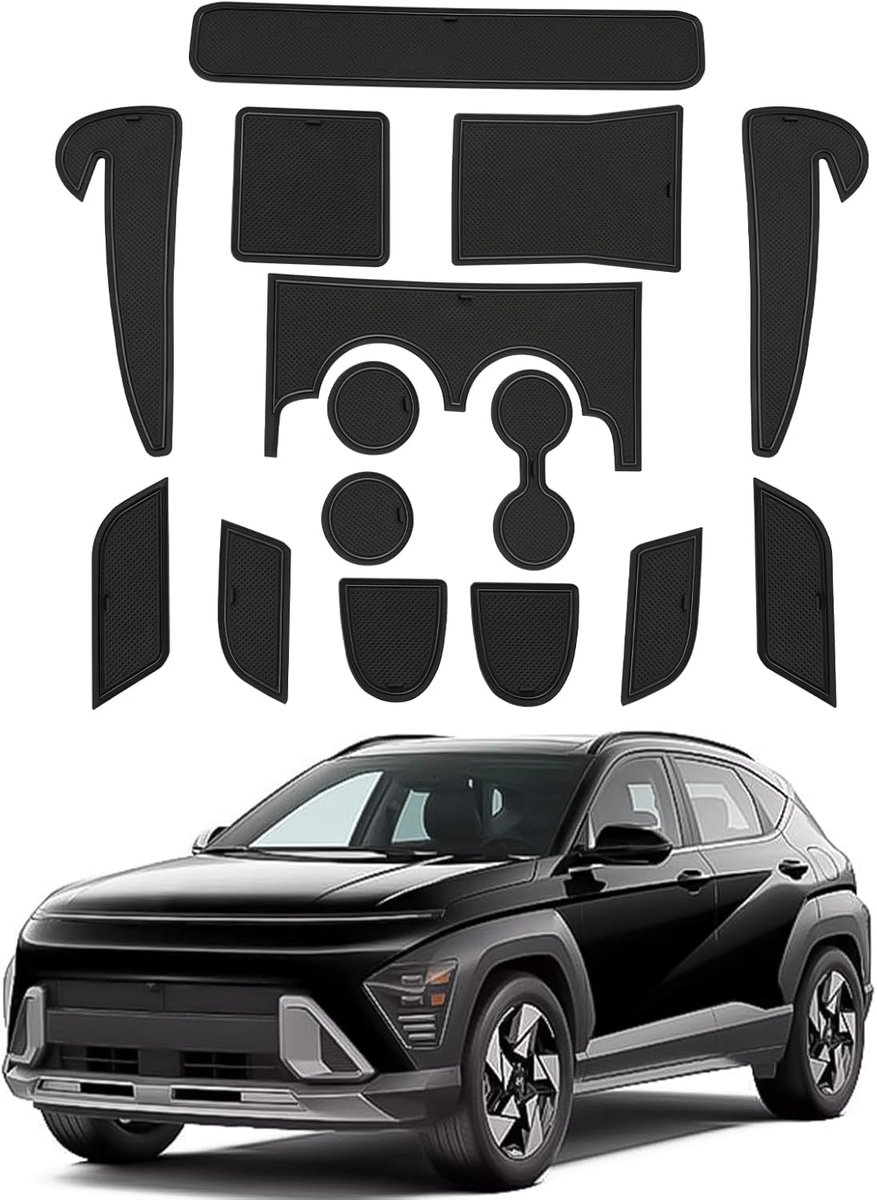 Compatibel met Hyundai Kona SX2 Hybird 2024 2025 Rubbermatten Middenconsole Antislipmatten antislip Rubber Auto Matte Kona 2024 Accessoires (SX2 Elektronisch [Benzine])