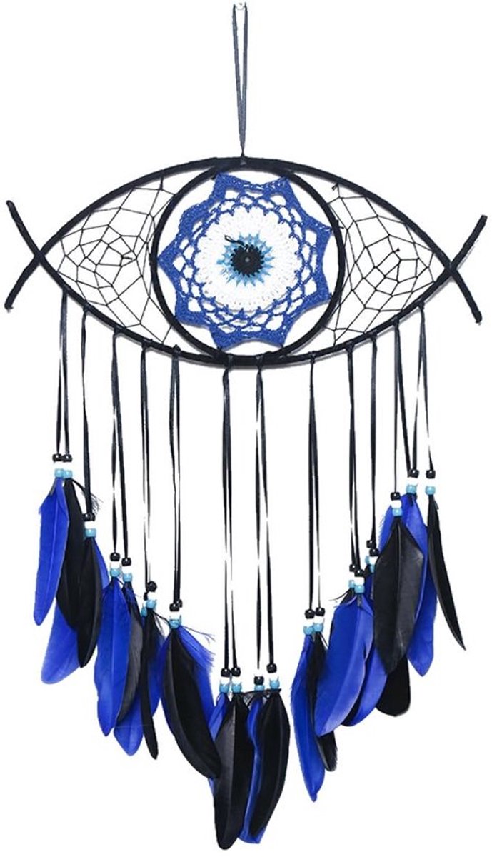 Store_7 - Boze oog dromenvanger - Handgemaakte veer muurdecoratie