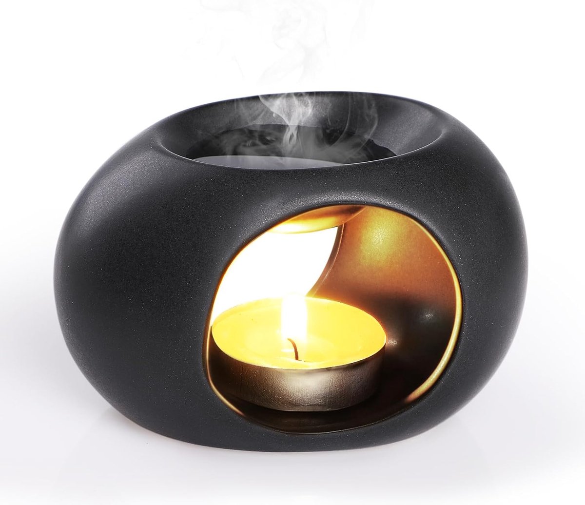Wax Melt Brander Wax brander Keramische Olie Branders Diverse Wax Warmer Aromatherapie Houder Kaars Geurende Diffuser Thuis Slaapkamer Decor-Zwart