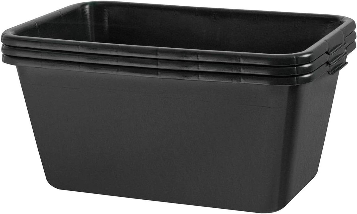 Mortelbakken Set - Bouwemmers Bakken - Bouwmaterialen Verwerken - Versterkte Kunststof - 3x 65 Liter - Zwart