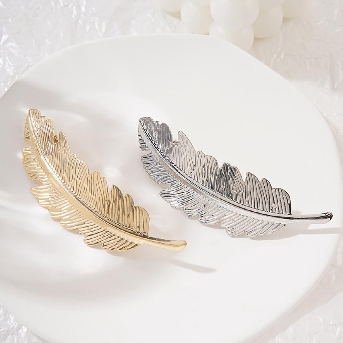 Haarspelden voor dames, metalen veer, haarklemmen, vintage bladvormige haarspelden, lentehaarclip, barrettes, hoofdtooi, haaraccessoires voor vrouwen en meisjes, zilver + goud