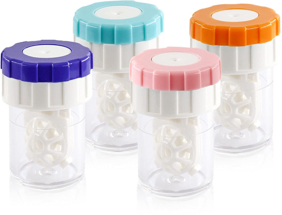 contactlenshouder, contactlensreiniger, bewaardoos voor 4 contactlenzen, contactlenscontainer, contactlensdoosjes met mandje, contactlensdoosje voor gekleurde contactlenzen