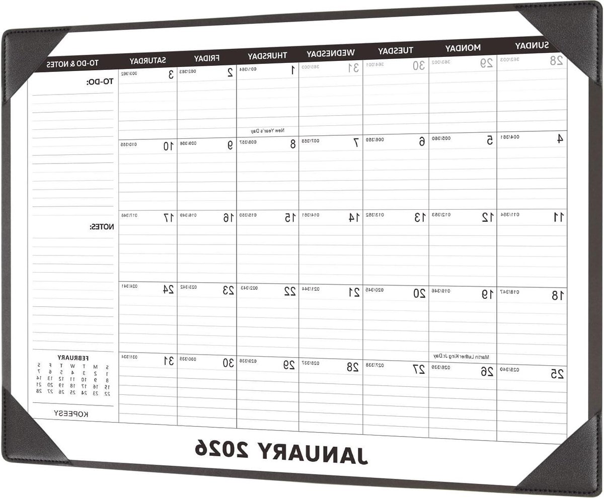 Bureaukalender - Desktop planner - Planning maken - Inclusief desktopmat - 22 x 17 inch - Zwart
