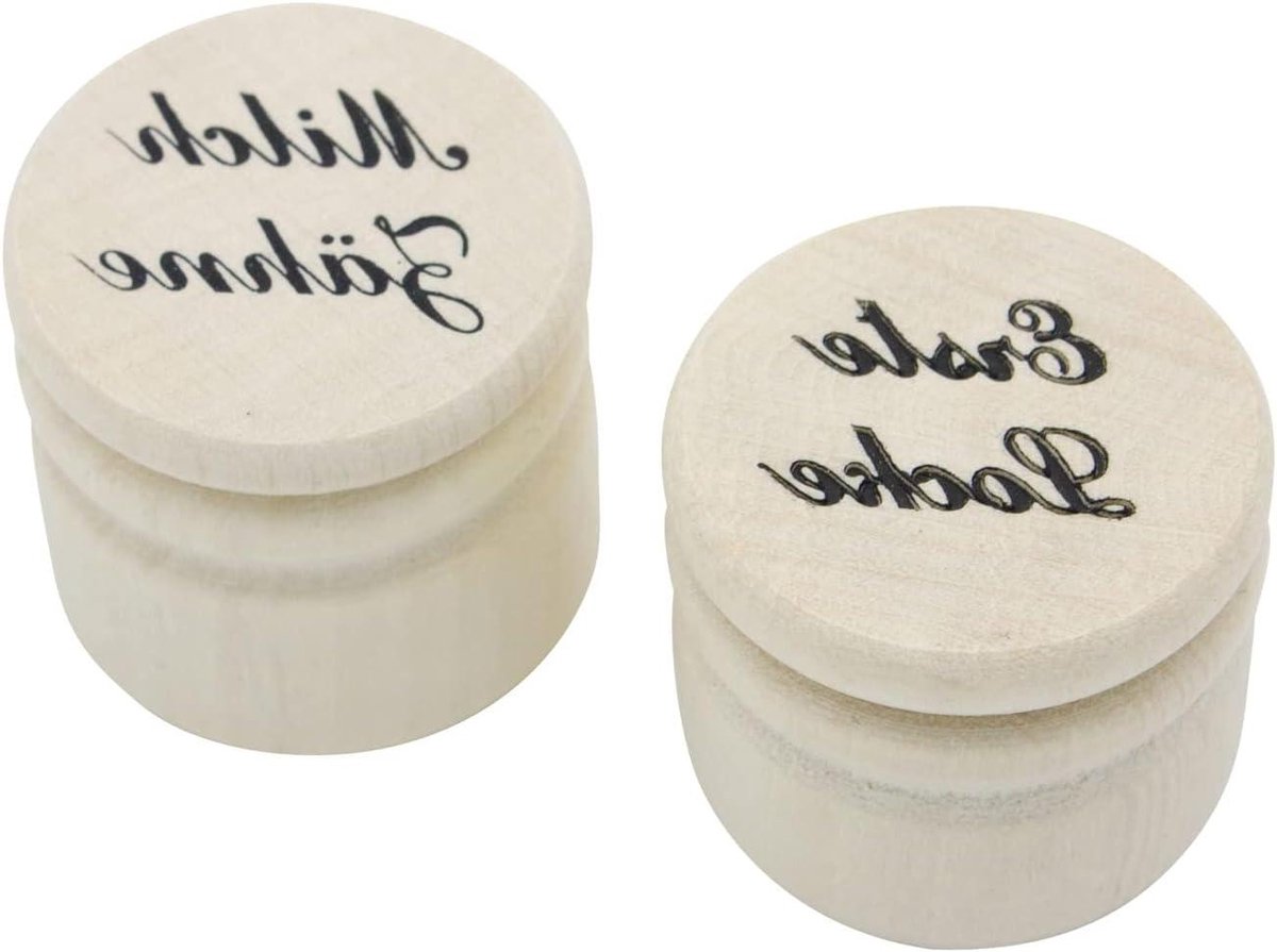 Houten Doosjes Set - Krul en Tanden - Aandenkens Bewaren - Draaibare Sluiting - 2 Stuks - Beige
