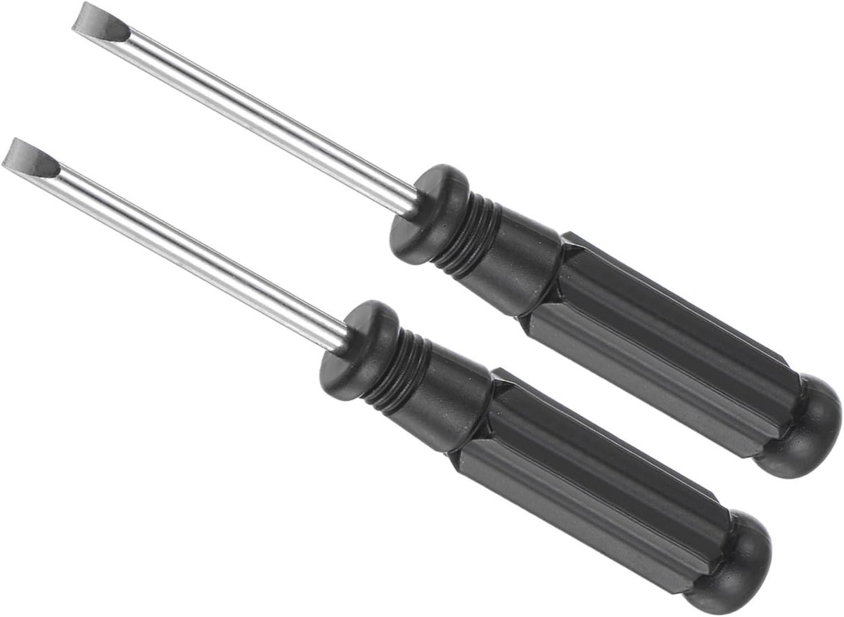 Mini Slotted Schroevendraaiers 4mm met 108mm Lengte, Carbon Staal en Antislip Handvat - Perfect voor Brillen, Horloges en Laptops, Set van 2 Stuks