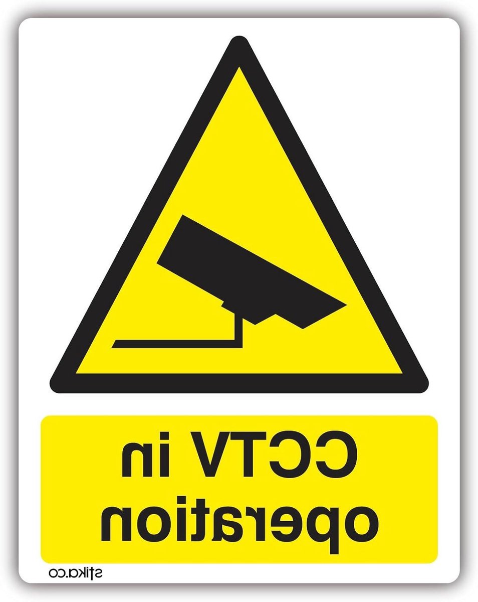 CCTV Waarschuwing Sticker - Beveiliging Sticker - Veiligheid Verhogen - Achteruit Bedrukt - 10 x 13 cm - Transparant
