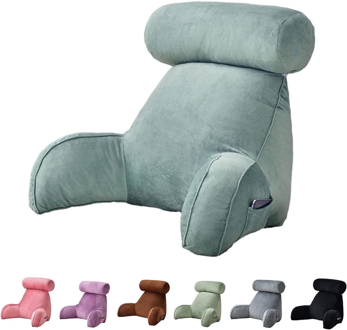 Leeskussen met Armsteun - Leunstoelkussen Rugsteun - Ontspannen Lezen - Verwijderbare Neksteun - 75x40x40 cm - Roze