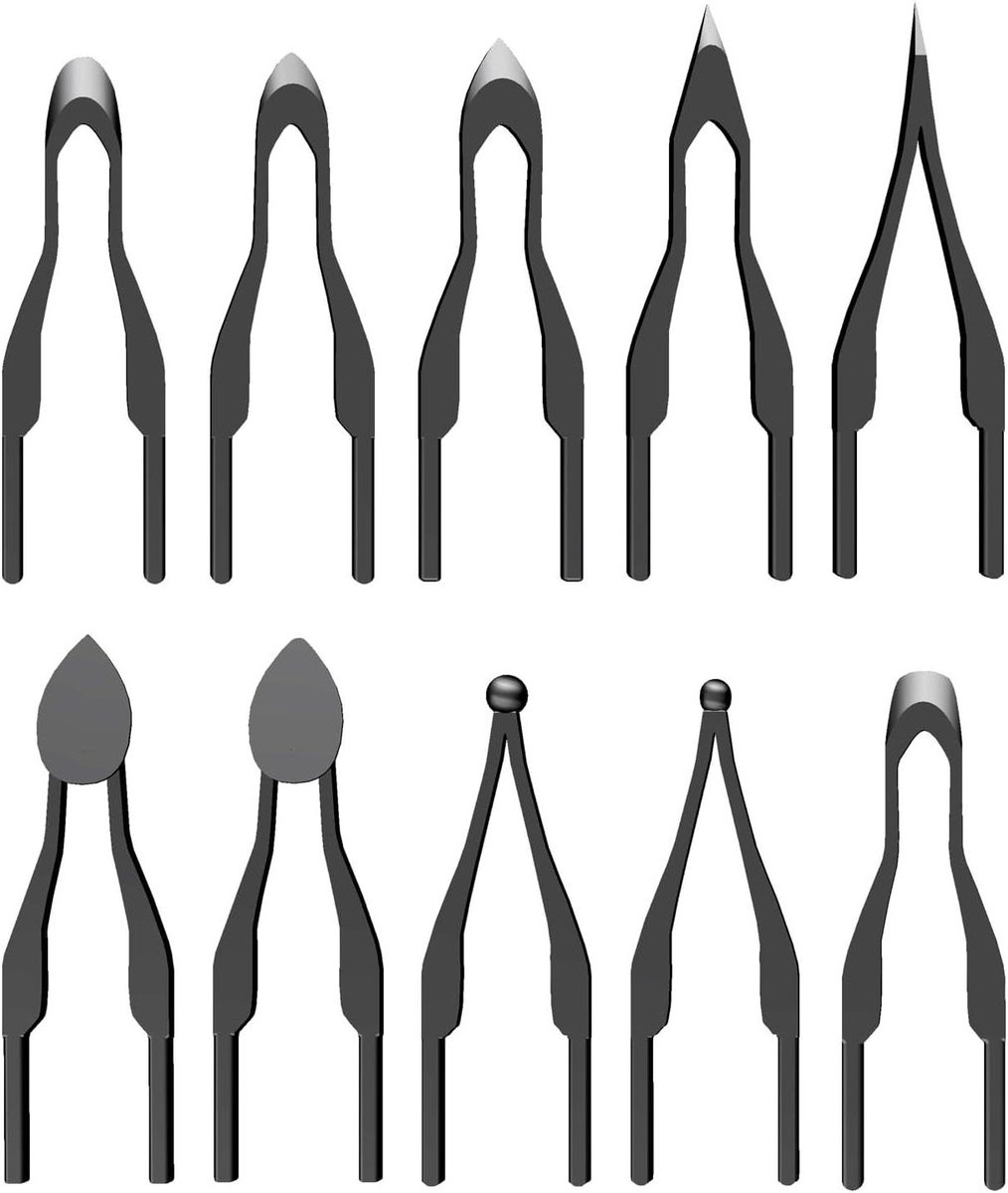 Houtverbrandingsset Punten - Branderpen Tips - Houtbewerking - 10 Verschillende Punten - 1 mm Draaddiameter - Metaal