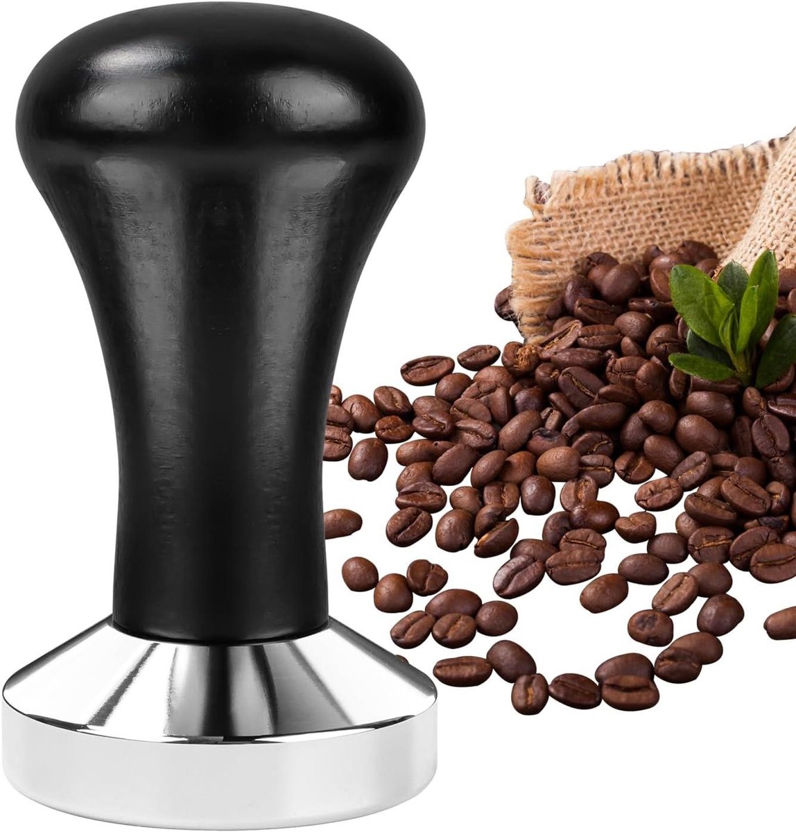 Koffietamper - Espresso stamper - Perfecte Espresso Maken - Ergonomisch Houten Handvat - 51 mm - Zwart