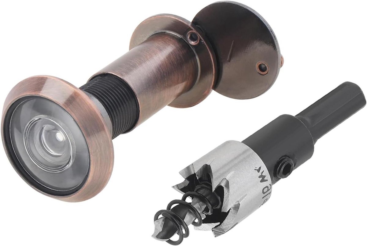 Deurkijker 200 graden - Kijkgaatje spion - Veiligheid thuis - HD groothoeklens - 16 mm boor - Antiek koper