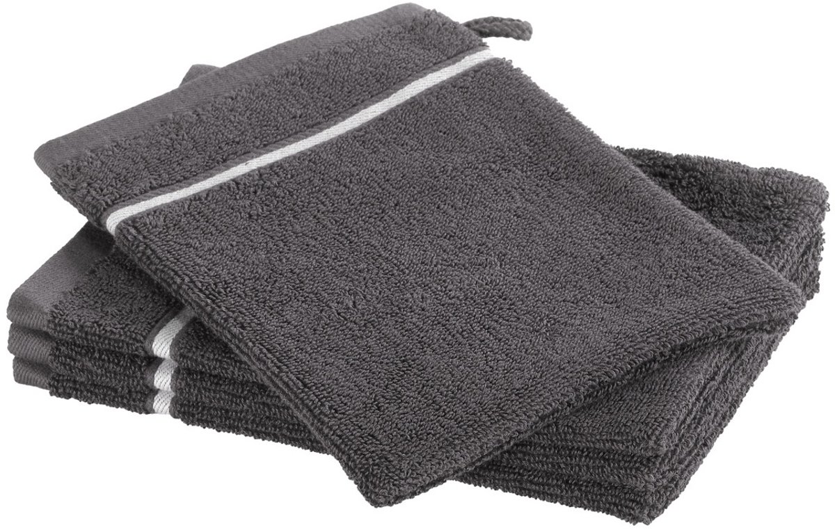 Moodit Washandjes Empress - Dark Grey - set 4 st. - 23 x 16 cm - 100% Katoen