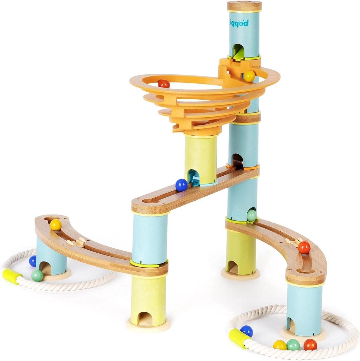 Houten Knikkerbaan - Doolhof Bouwset - Cognitief Leren - Eco Vriendelijke Materialen - 48 Stuks - Multicolor