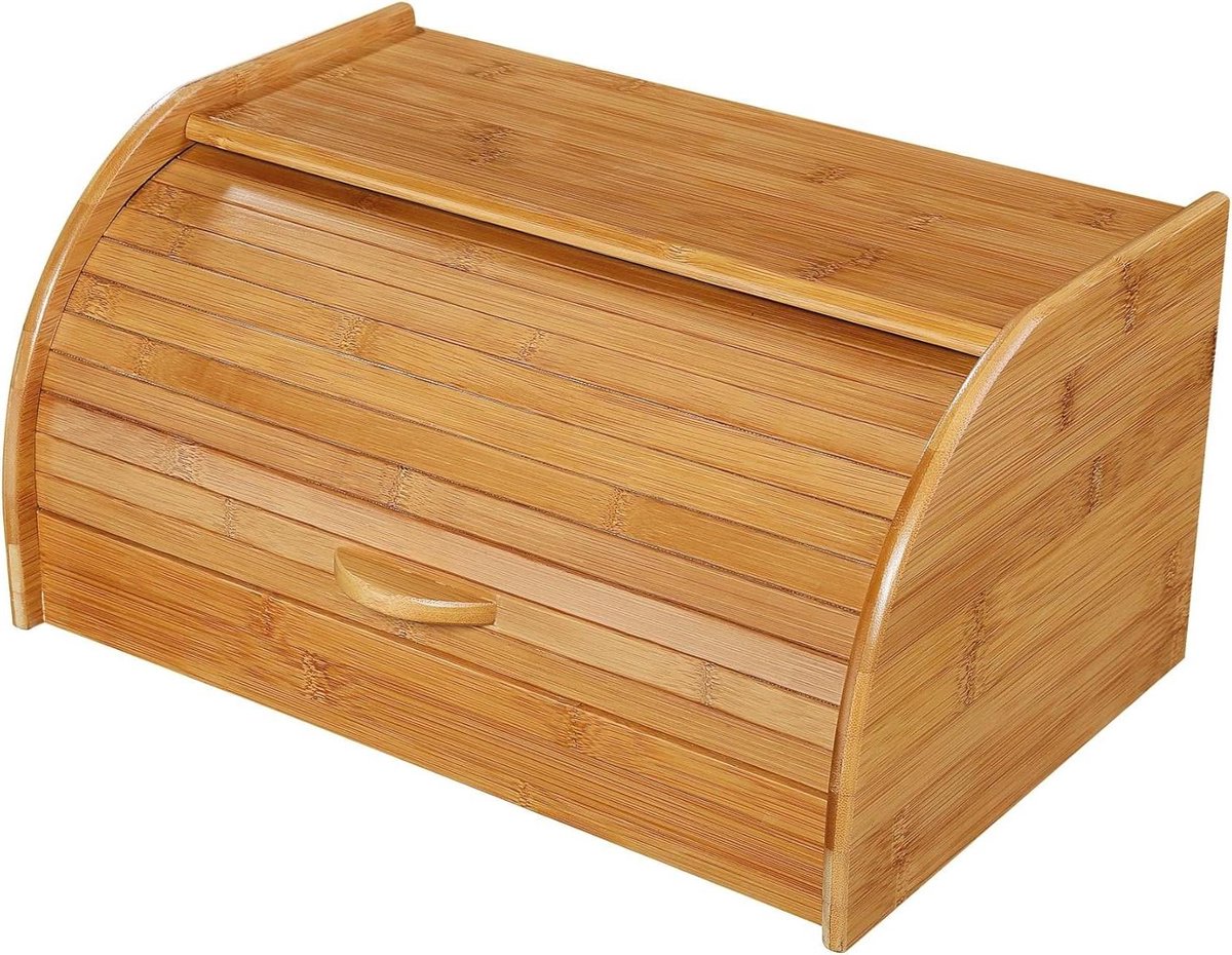 Broodtrommel - Broodbox Keuken - Brood Vers Houden - Lamellenrolluik - 40 x 27.5 cm - Bruin