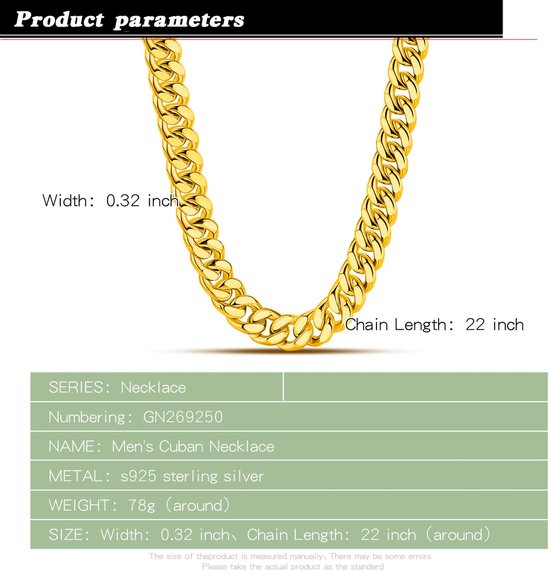 Cubaanse halsketting, breed, 8-10-12 mm, massief 925 zilver, Cubaanse ketting, gladde schakelketting en kaneel, 40,6 tot 76 cm, klassiek sieradencadeau, rock, punk, hiphop, Miami voor heren — afbeelding 3
