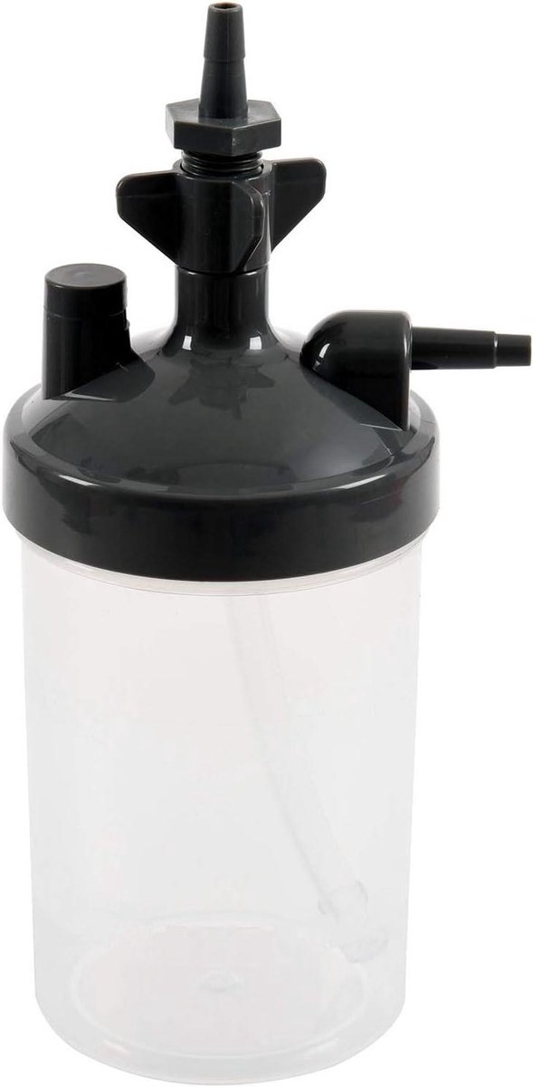 Luchtbevochtiger Fles - Zuurstofbeker - Lucht bevochtigen - Voor zuurstofgenerator - 16.5 cm - Zwart
