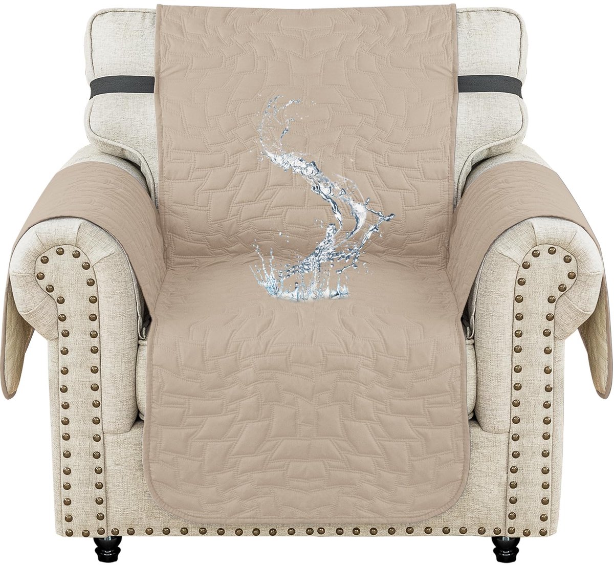 Bankhoes 1 Zit, Waterdichte Bankhoezen, Krasbestendig Sofa Cover, Antislip Fauteuil Hoes, Universele Armsteun Bankbeschermer Hond, Armchair Cover Voor Woonkamer, Beige