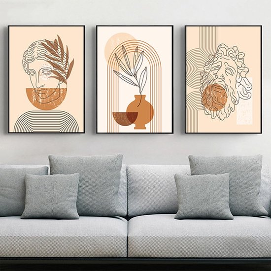 Posters abstracte botanische bladprint posters, moderne abstracte Boheemse posters, zonder lijst (afbeelding-04, 60 x 90 cm x 3 stuks) — afbeelding 4