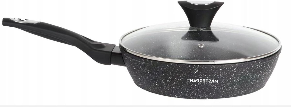 Antiaanbak Braadpan - Diepe Koekenpan - Gezond Koken - Gemarmerde Coating - 20 cm - Zwart