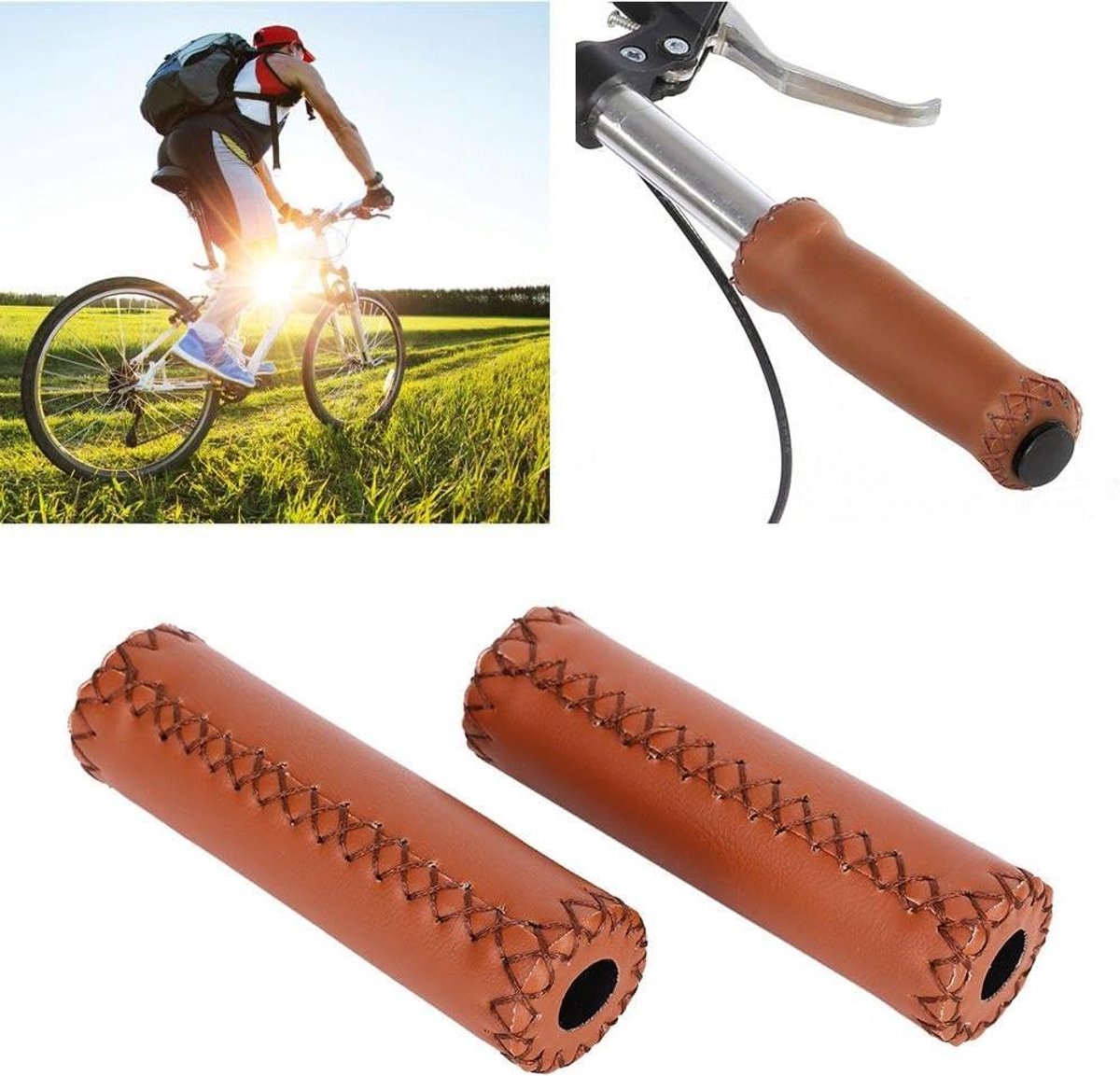 Fiets Handvatten - Stuur Grips - Veilig Fietsen - Ergonomisch Ontwerp - 12.5 cm Lengte - Bruin
