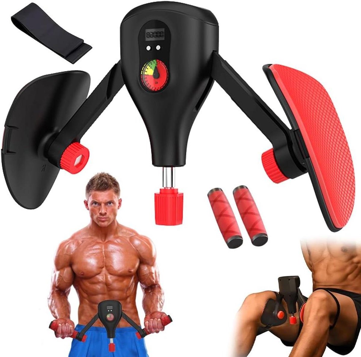 Dijbeentrainer - Bekkenbodemtrainer Beentrainer - Thuis Fitness - Intelligente Teller - 21x13x10 cm - Zwart