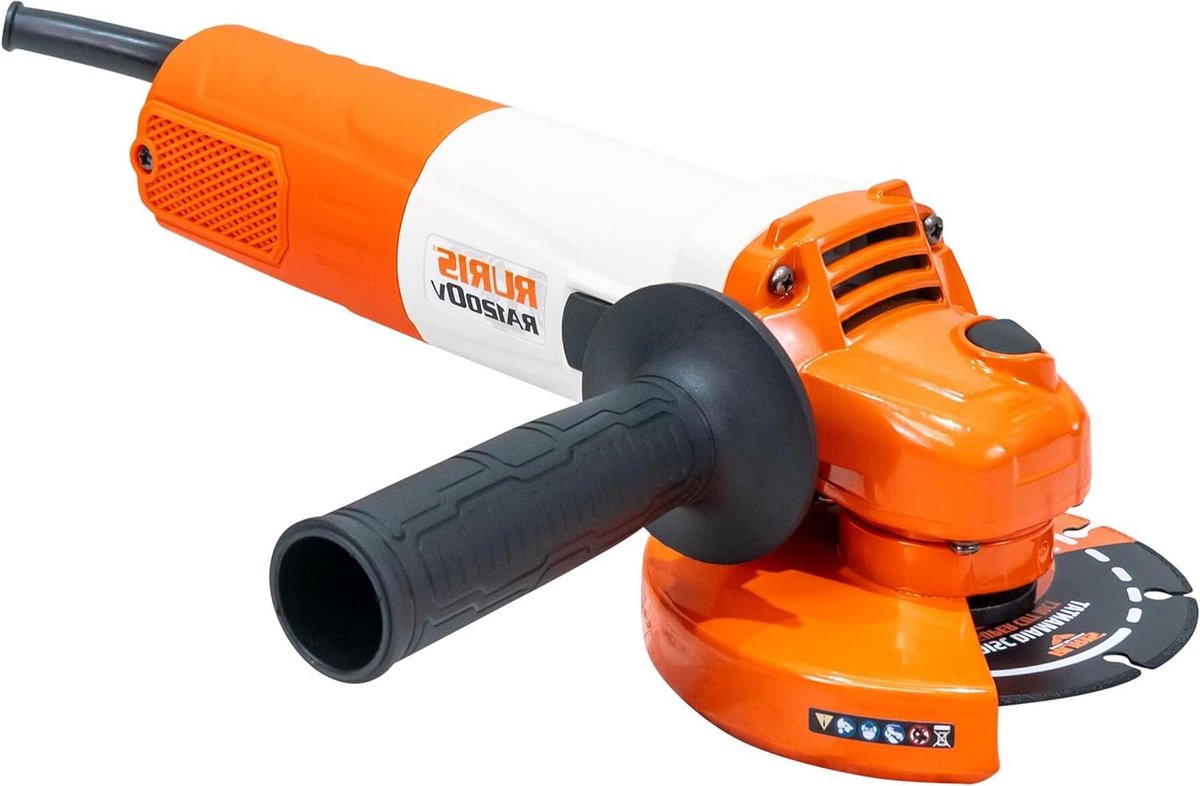 Haakse Slijper - Slijpmachine Metaaldraaier - Metaal Betonslijpen - Variabele Snelheid - 125 mm schijf - Oranje