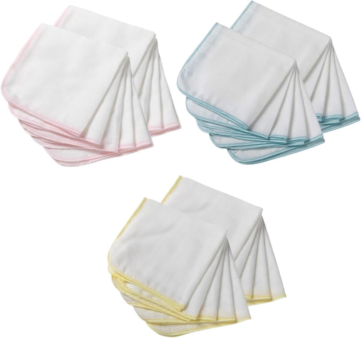 Babydoekjes Set - Spuugdoekjes Wasbare Doeken - Babyverzorging Thuis - Dubbellaags Katoen Gaas - 30 stuks 20x20cm - Geel Blauw Roze