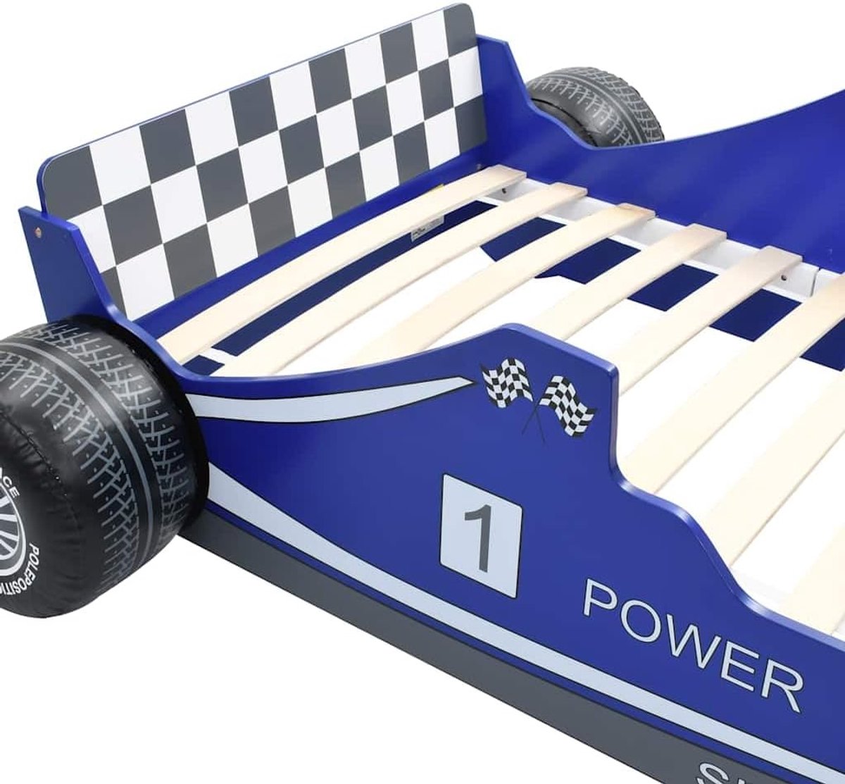 Kinderbed Racewagen - Autobed Kinderen - Slaapkamer Decoratie - Zijhekken Ter Veiligheid - 229 x 94.5 cm - Blauw — cadeau in Wonen & Interieur - foto 2