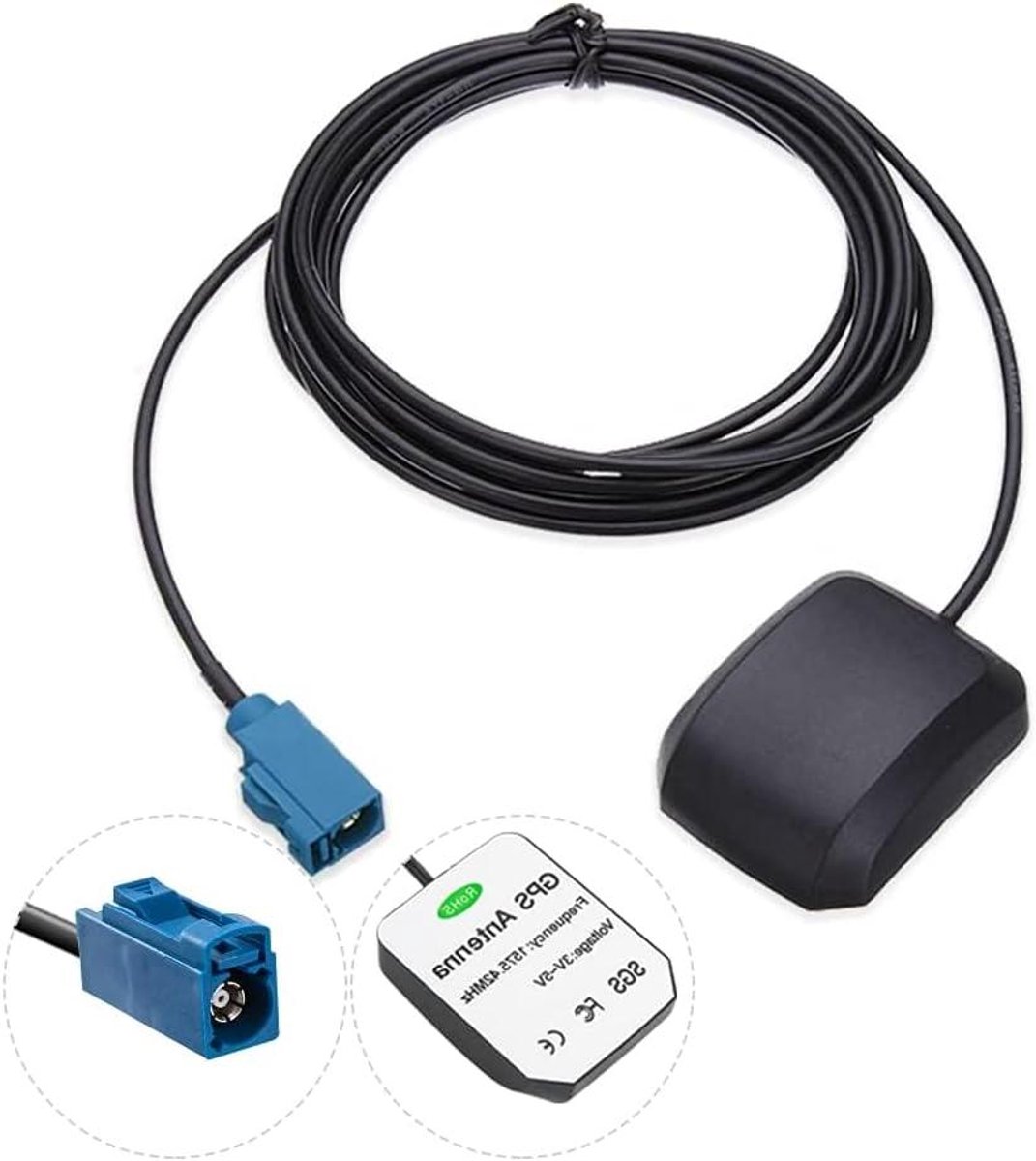 GPS Antenne - Navigatie Antenne - Navigatie Verbeteren - Magnetische Basis - 3 meter kabel - Zwart