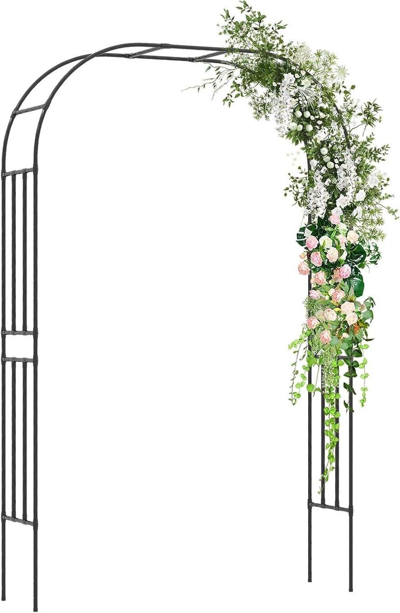 Rozenboog Metaal - Tuinboog Klimhulp - Planten Klimmen - Roestvrij PE-coating - 153 x 40 x 240 cm - Zwart