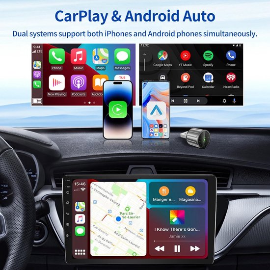 Draadloze CarPlay Adapter - Android Auto Module - Auto Navigatie - Plug and Play - Mini Design - Grijs — afbeelding 4