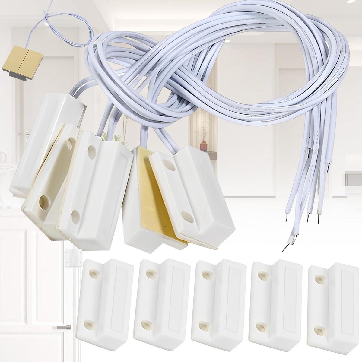 Draadloze Deurcontacten - Magnetische Raamsensoren - Huis Beveiligen - Normaal Gesloten Schakelaar - 5 stuks - Wit