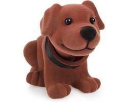 Wiebelhond Decoratie - Wiebelende Teckel - Auto Interieur - Hars Materiaal - 20 x 13 cm - Bruin