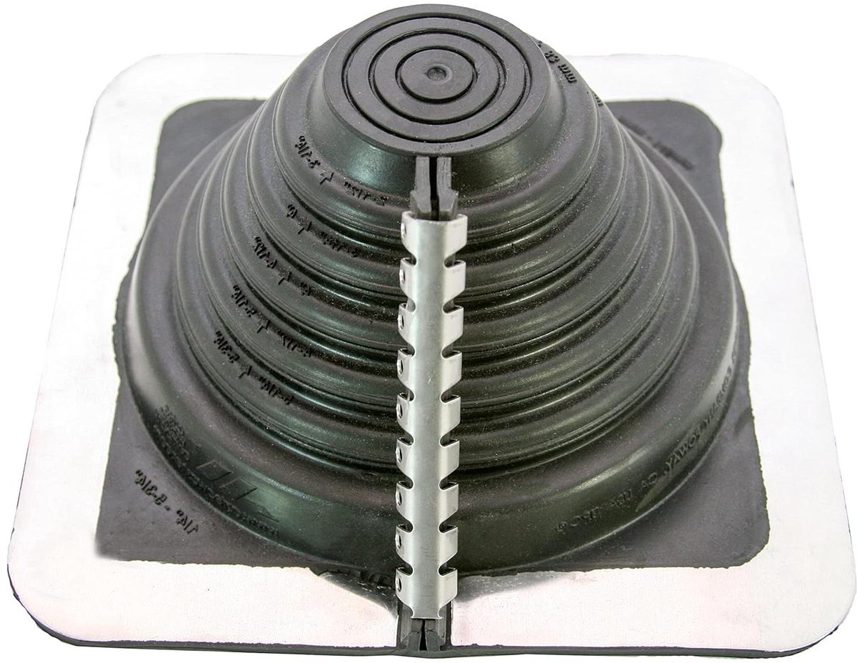 Dakdoorvoer Afdichtingsflens - Dakdoorvoer Rubber - Waterdicht Dak - Flexibele Aluminium Basis - 0-146 mm - Zwart