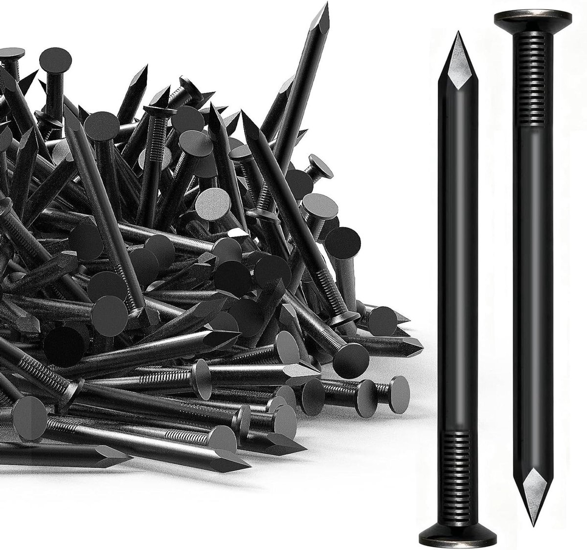 Stalen Spijkers - Betonnagels Fotolijstspijkers - Wanddecoratie Ophangen - Vergrote Nagelkop - 30 mm - 120 stuks - Zwart