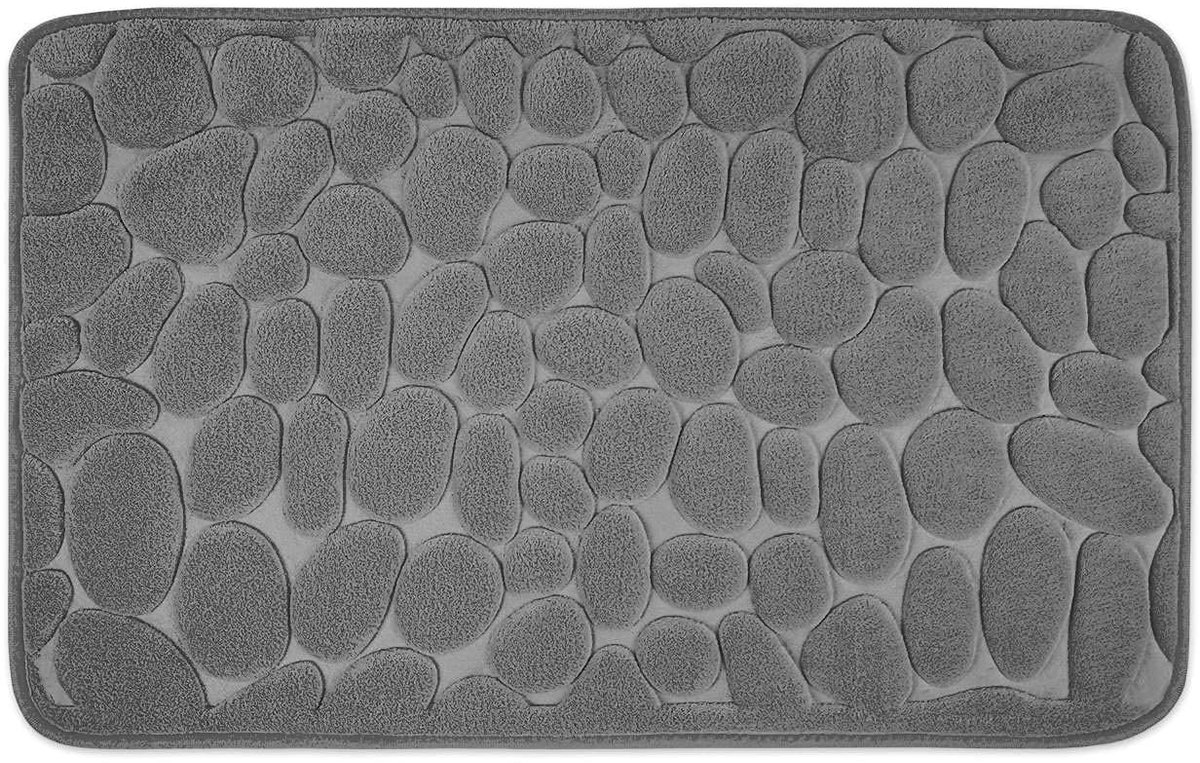 Tapijt met Memory Schuim Grijs - Badmat kan gecombineerd worden tot een set - Antislip & Maschinewasbaar - Douchedeken 50 x 80 cm