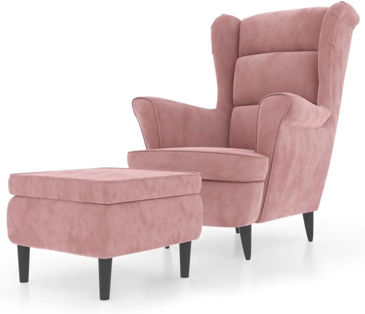 Fauteuil met voetenbank - Stoel Zetel - Ontspannen Zitten - Zachte Fluweelstof - 81 x 90 x 96.5 cm - Roze