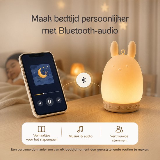 Babje Snoozly White Noise Machine & Nachtlampje - 25 Rustgevende Geluiden - Bluetooth Speaker - Dimbaar LED Nachtlampje - Siliconen - Timer - Oplaadbaar — afbeelding 4