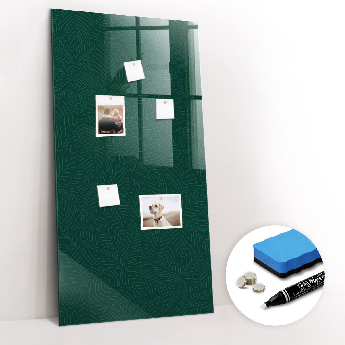 Tulup Whitebord - Bladpatroonlijnen - 60 x 120 cm - Groente Magnet Board - Gratis 5 Sterke Magneten + Whiteboard Marker & Wisser - Stylish Memo Board - Memobord Glas - Planning Muur