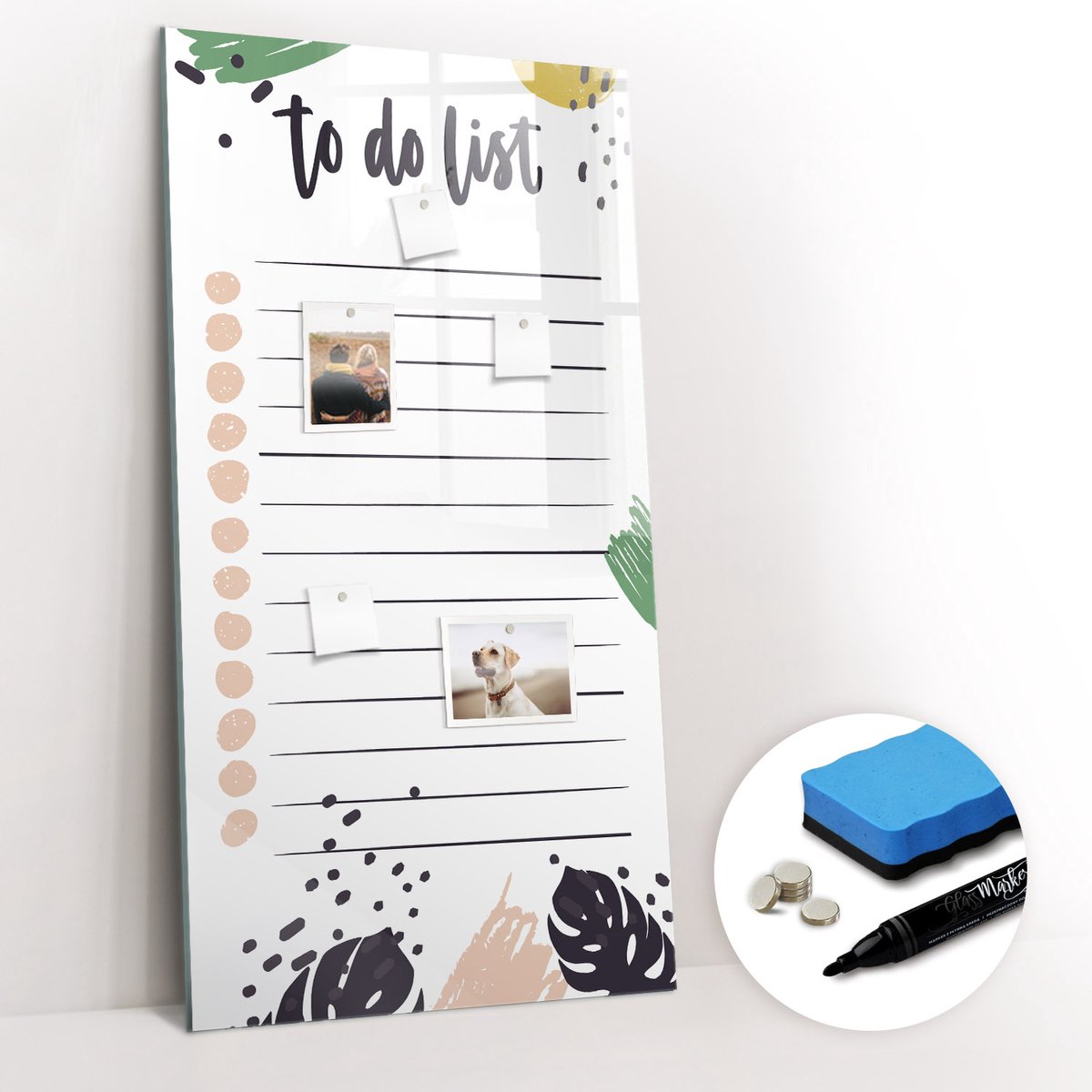 Tulup Whitebord - To-do notitieplanner - 60 x 120 cm - Veelkleurig Magneetbord Keuken - Gratis 5 Sterke Magneten + Whiteboard Marker & Wisser - Minimalistisch Prikbord - Magnetic Board - Notitiebord Werkplek