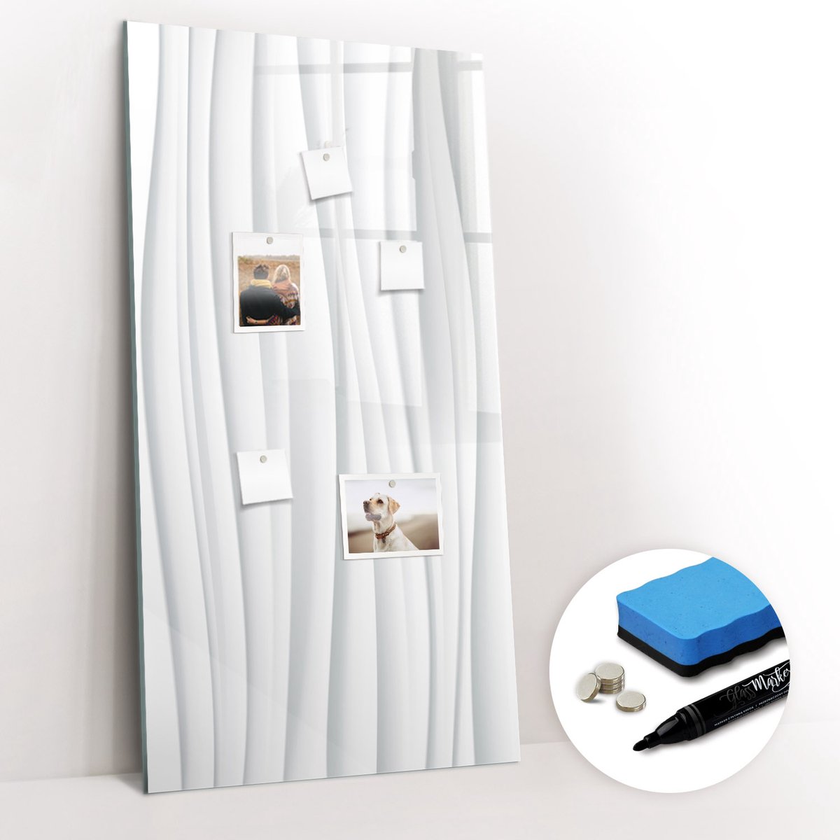 Tulup Whitebord - Lineaire abstracte lijnen - 60 x 120 cm - Wit Foto Magneetbord - Gratis 5 Sterke Magneten + Whiteboard Marker & Wisser - Industrieel Wandbord - Magneetbord Rechthoekig - Planning Muur