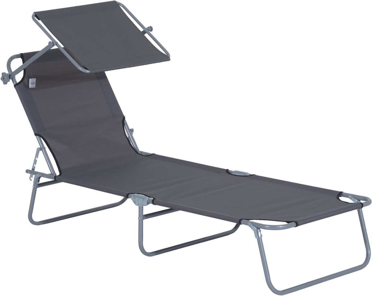 Ligbed - Tuin - Zonnebed - Ligstoel - Loungebed - Weerbestendig - Verstelbaar - Buiten - Opklapbaar - Grijs