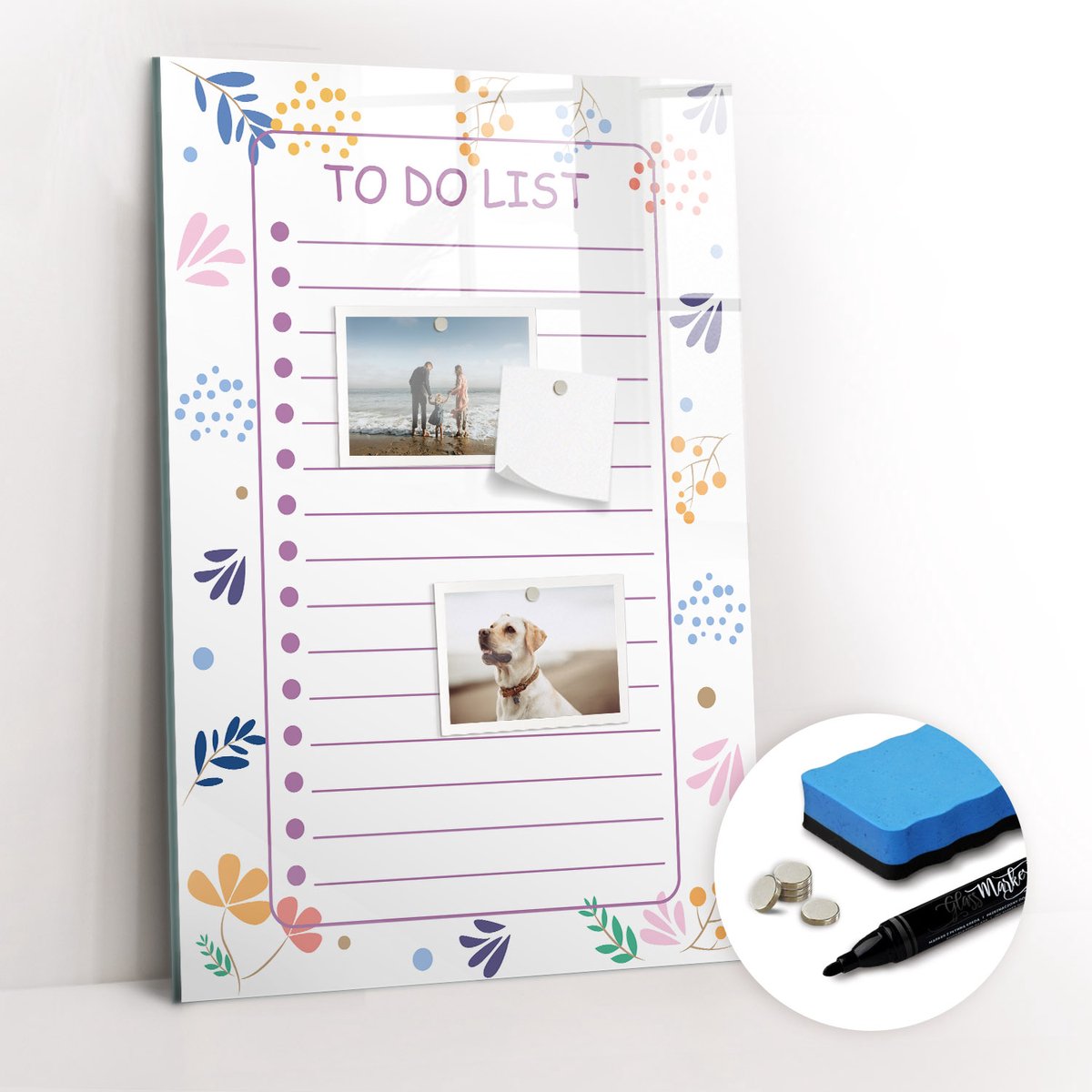 Tulup Whitebord - Boodschappenplanner - 40 x 60 cm - Wit Magneetbord Keuken - Gratis 5 Sterke Magneten + Whiteboard Marker & Wisser - Industrieel Wandbord - Magneetbord Foto - Productiviteit Tools