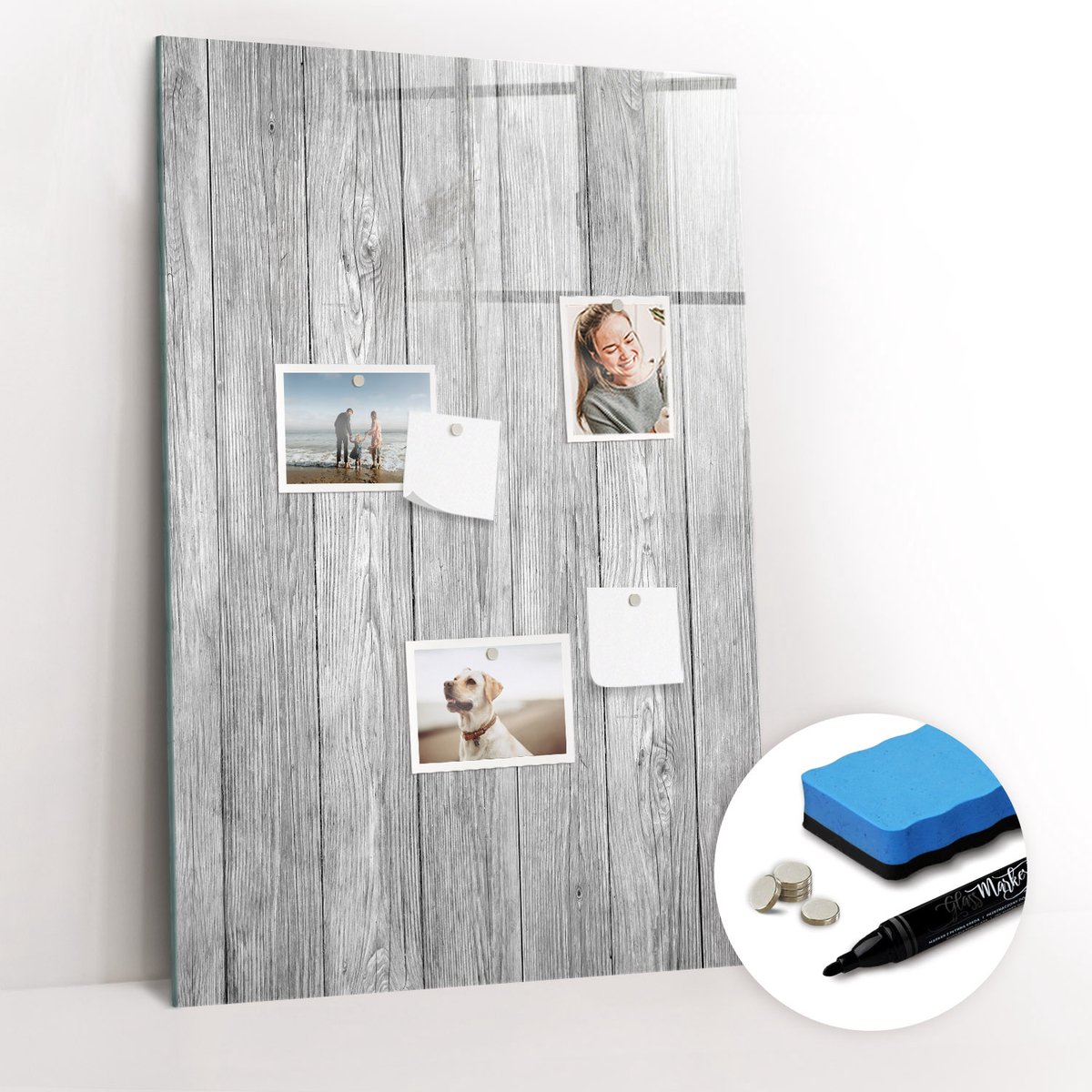 Tulup Whitebord - Onbewerkte houten planken - 60 x 90 cm - Wit Magneetbord Design - Gratis 5 Sterke Magneten + Whiteboard Marker & Wisser - Interieur Accessoires Kantoor - Memo Magneetbord - Inspiratiebord Kantoor